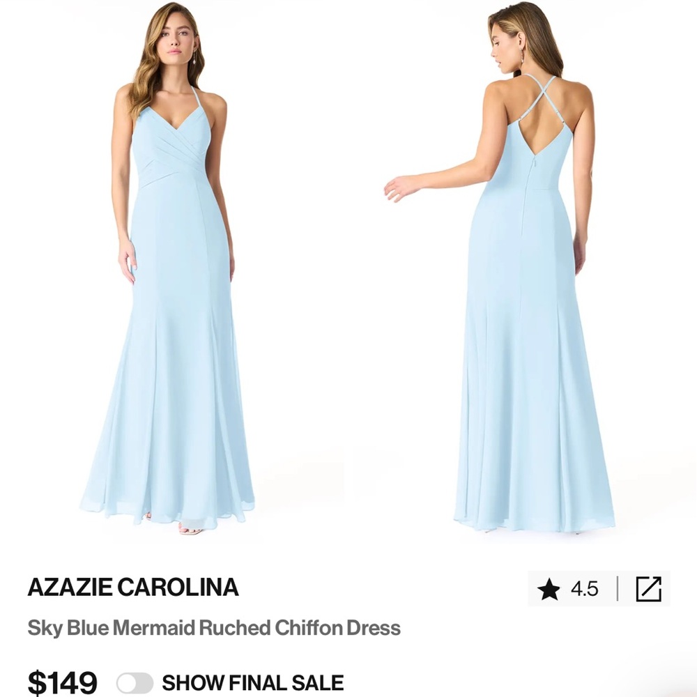 Azazie Carolina Sky Blue Backless Dress
